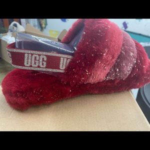 SOLD Brand New UGG Fluff’s! Red Sparkle! Size 6